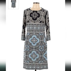 dm Collection pattern long sleeve dress